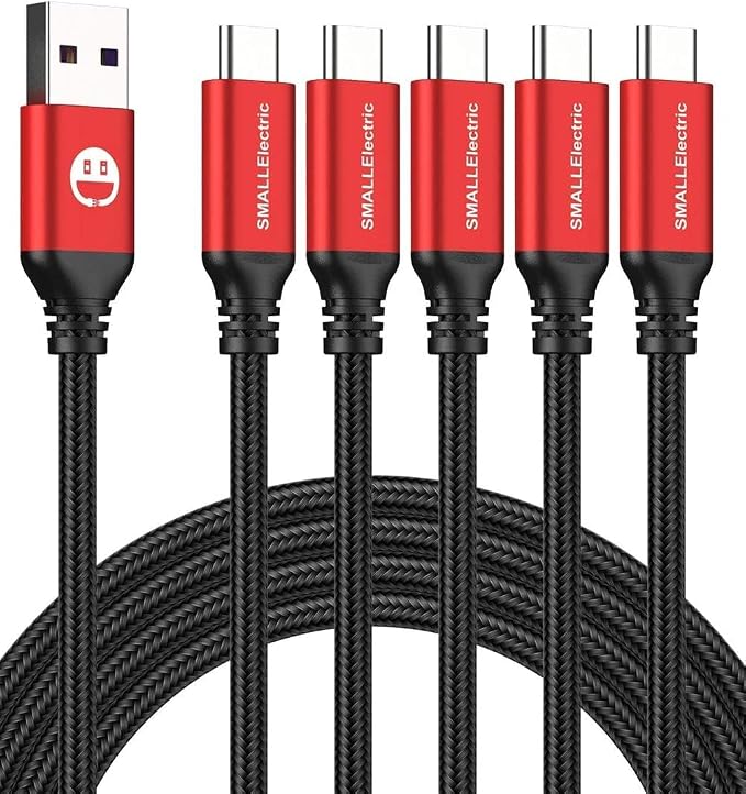 Short USB C Cable 1ft, 5 Pack Type C to USB A Cord, Braided Fast Charging | Short 1FT USB C Cable Compact Type C to USB A cord reduces clutter, perfect for desks, cars, power banks and daily charging. by SMALLElectric