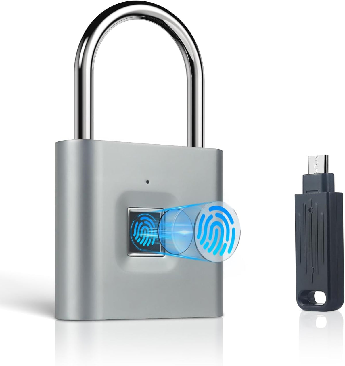 Fingerprint Padlock, Portable USB Charging with Reset Key, Smart Padlock Quick Unlock, Waterproof and Rustproof, Padlocks for School Locker, Warehouses, Gym, Homes, Office Cabinets by KENRONE