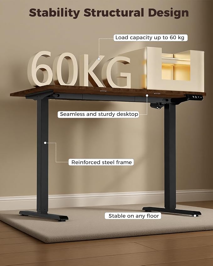 Standing Computer Gaming Office Desk - 48 x 24 Inches Adjustable Stand Up Electric Height Rising Table with Memory Presets for Home Study Writing PC Work, Modern Simple Walking Sit Desk, Easy Assembly - Image 6