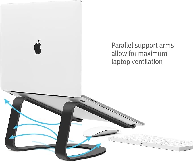 Twelve South Curve, Cooling Laptop Stand for MacBooks & Laptops,Matte Black | Elegant Desktop Stand, for MackBook & Laptops Including Neo, Lifts Screen and Camera for Better Ergonomics and Video Calls - Image 2