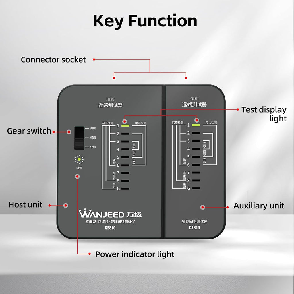Professional Rechargeable Network Cable Tester - for RJ45/RJ11/RJ12, Tests CAT5/CAT5e/Cat6/Cat6a/CAT7 UTP/STP, PoE & CAT3, Wire Mapping, Fault Finder-Black-CE810 - Image 9