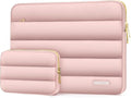 MOSISO Laptop Case 16 inch, 15-15.6 inch Puffy Laptop Sleeve Carrying Case | Compatible with MacBook Pro 16, HP Dell ASUS Acer Toshiba Lenovo, Polyester Horizontal Bag with Small Case, Pink by MOSISO