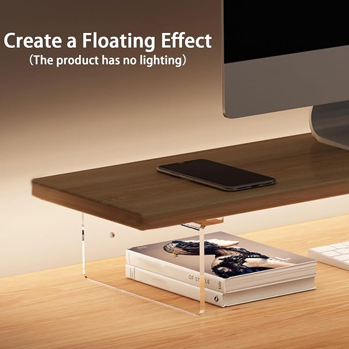 Monitor Stand Riser 2.16/3.34 Inch 2 Height Adjustments Acrylic Stand with Installation Tool, Desk Organizer Accessories Office Desk Storage Rack Screen/PC/Printer/Laptop Riser 7.8 x 15.7 Inch (White) - Image 3