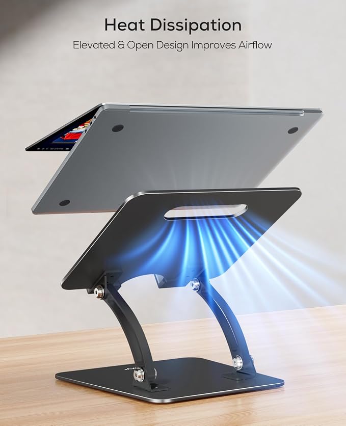Nulaxy Fully Adjustable Laptop Stand for Desk, Dual Foldable Computer Riser with Heat-Vent, Ergonomic Notebook Holder Portable Office Accessories Compatible with Most Laptops, Black - Image 5