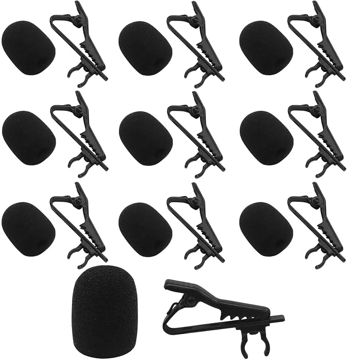 10 Pcs Lavalier Microphone Clips Replacement Kit with 10 Pcs Foam Windscreen Covers, Lapel Mic Clips Sponge Cover Kit for Voice Recording, Video Conferencing and Online Meetings by Unknown