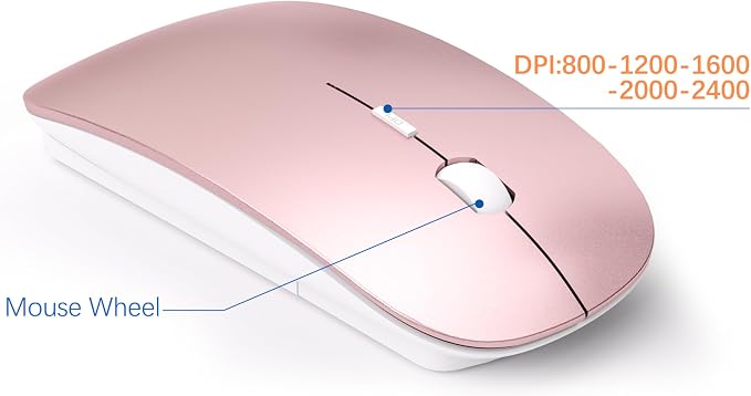 Wireless Keyboard and Mouse Ultra Slim Combo, TopMate - Rose Gold White | 2.4G Silent Compact 2400DPI Mouse and Scissor Switch Keyboard Set with Cover, Batteries Included, for PC/Laptop/Windows/Mac - Image 4