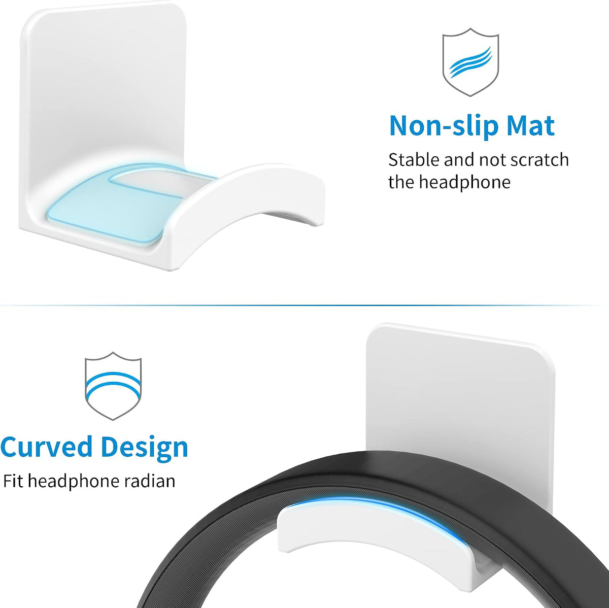 Headphone Stand Headset Holder, White - Image 4