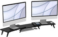 loukin Dual Monitor Stand Riser for Desk, 43.6"×8.2" Computer Stand, Black | Supports 22 lb, No Installation Required, Water-Resistant Surface, Fits Laptops and Printers, Ergonomic Design by LOUKIN