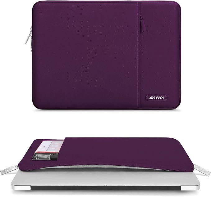 MOSISO Laptop Case 16 inch, 15-15.6 inch Laptop Sleeve Bag with Pocket | Compatible with MacBook Pro 16 M5 M4 M3 M2 M1, HP Acer Dell Lenovo ASUS, Polyester Vertical Computer Bag, Magenta Purple - Image 2