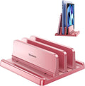 Vaydeer Vertical Laptop Stand for Desk, Dual Slots Plastic Laptop Holder with Space Saving 4-in-1 Design, Adjustable Laptop Stand Supports MacBook, Chromebook, Surface, Dell (Pink Rose) by Vaydeer
