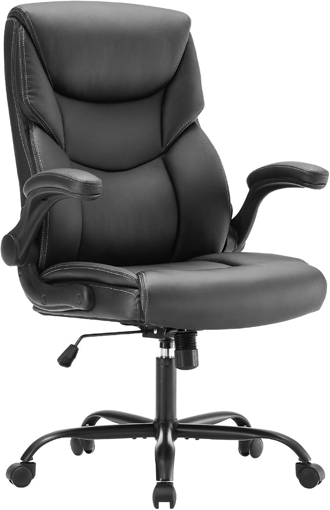 Sweetcrispy Heavy Duty Office Chair, Gaming Desk Chair 2 Pack | Flip-Up Arms, Adjustable Height, PU Leather Swivel Rolling Wheels, Computer Work, Inky - Image 7