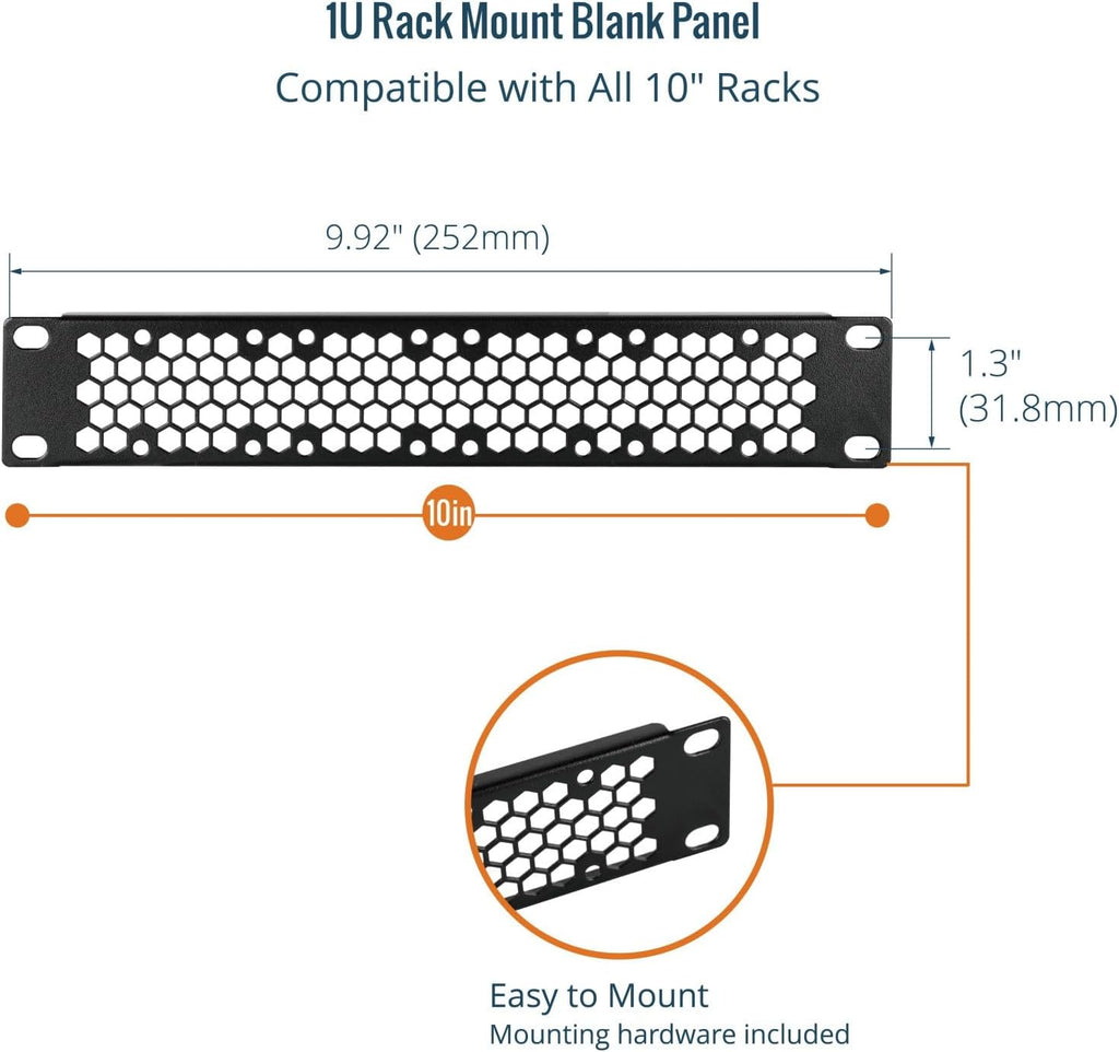Tecmojo 2 Pack Vented 1U Blank Rack Mount Panel, Steel Patch Panel Filler for 10" Server Rack, Network Cabinet, Data Center, Home Labs, Black - Image 4