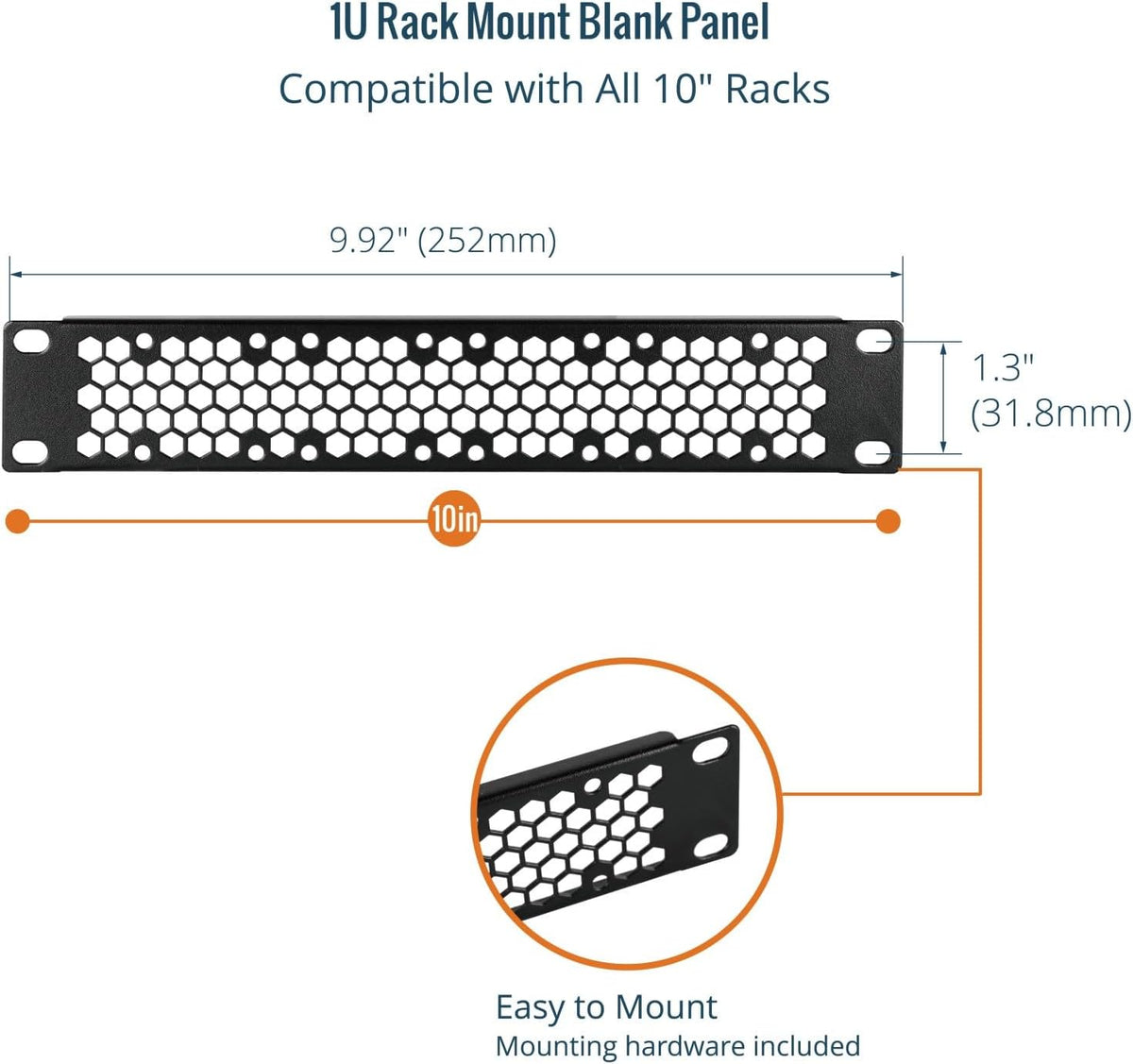 Tecmojo 2 Pack Vented 1U Blank Rack Mount Panel, Steel Patch Panel Filler for 10" Server Rack, Network Cabinet, Data Center, Home Labs, Black - Image 4