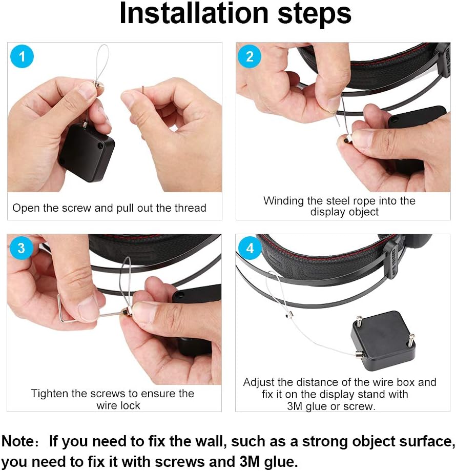 Loradar Retractable Cable Lock with Cable Tethers Customizable Cable Tether Stop Lost of Conference All Kinds Adapters and Safety Lock for All Kinds of Exhibits Such As Earphone.,Glasses,Watches. - Image 4