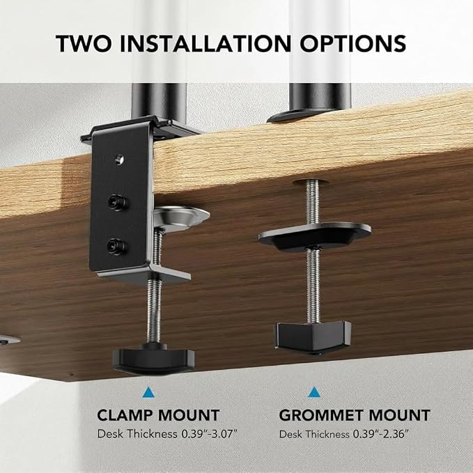 HUANUO Adjustable Monitor Arm with Laptop Tray, Single Desk Mount for 13-32" VESA Monitors up to 22 lbs, 14" x 12" Laptop Tray - Image 6