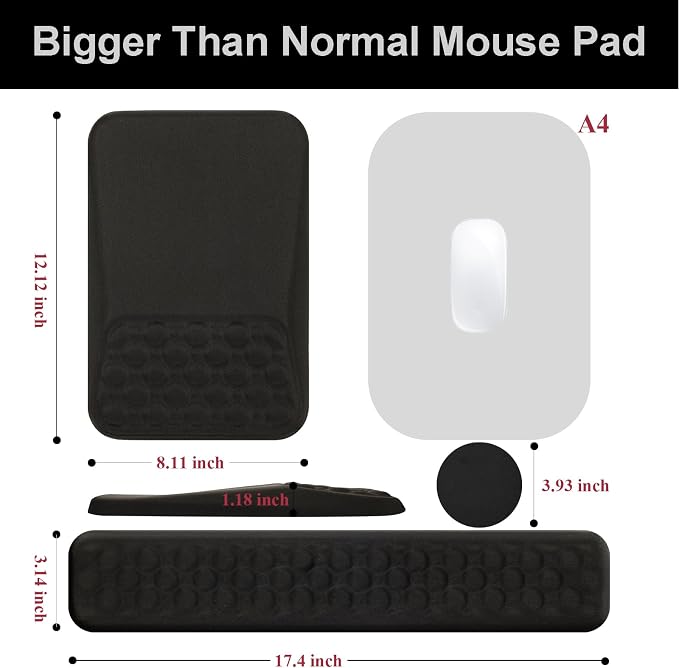 Ospelelf Keyboard Wrist Rest Ergonomic Mouse Pad with Wrist Rest, Arm Wrist Rest for Computer, Office and Gaming,Black - Image 6