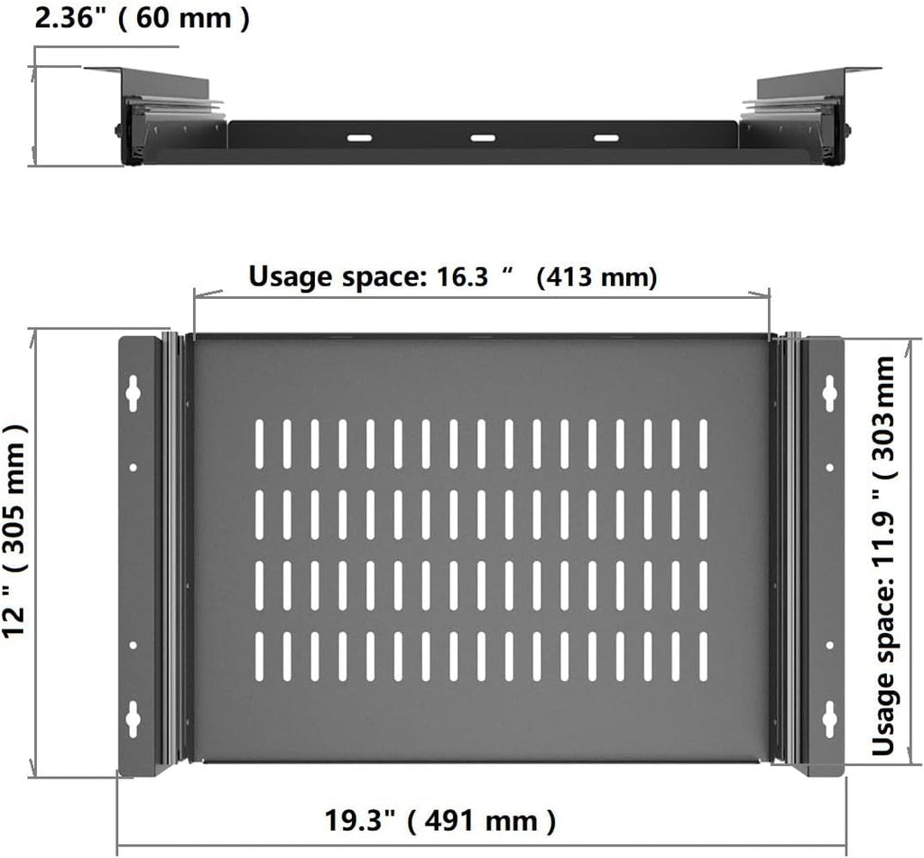 Sliding Under Desk Laptop Mount Shelf with Air Vents, 16" W - Image 2