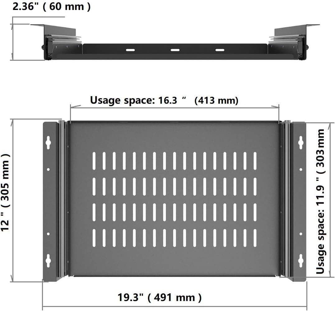 Sliding Under Desk Laptop Mount Shelf with Air Vents, 16" W - Image 2