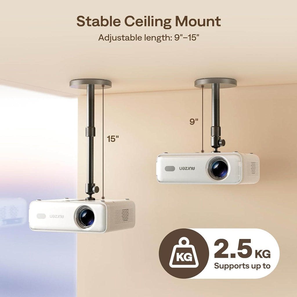 Aurzen Roku TV E1R Smart Portable Mini Projector Bundle with Aurzen Ceiling Projector Mount Bracket - Image 6
