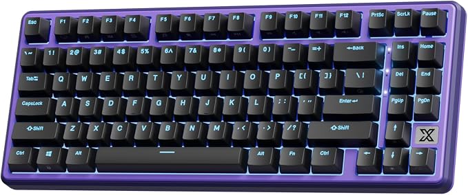 RK ROYAL KLUDGE X87 Mechanical Keyboard 75% Wired Keyboard Gaming with 86 Keys, Gasket Mount, Ice-Blue Backlight, Purple Shell Design, Software Support, Hot-Swappable Creamy Switch Black by RKROYALKLUDGE