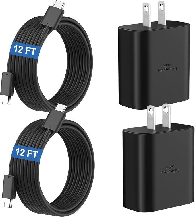 45W Super Fast Charger USB C Android Phone Type C Charger Fast Charging Block with 12FT Cord for Samsung Galaxy S26/S26 Ultra/S26+/S25 Ultra/S25/S24 Ultra/S24/S23 Ultra/S22/S21/S20/Note 10, Black by Ubearkk