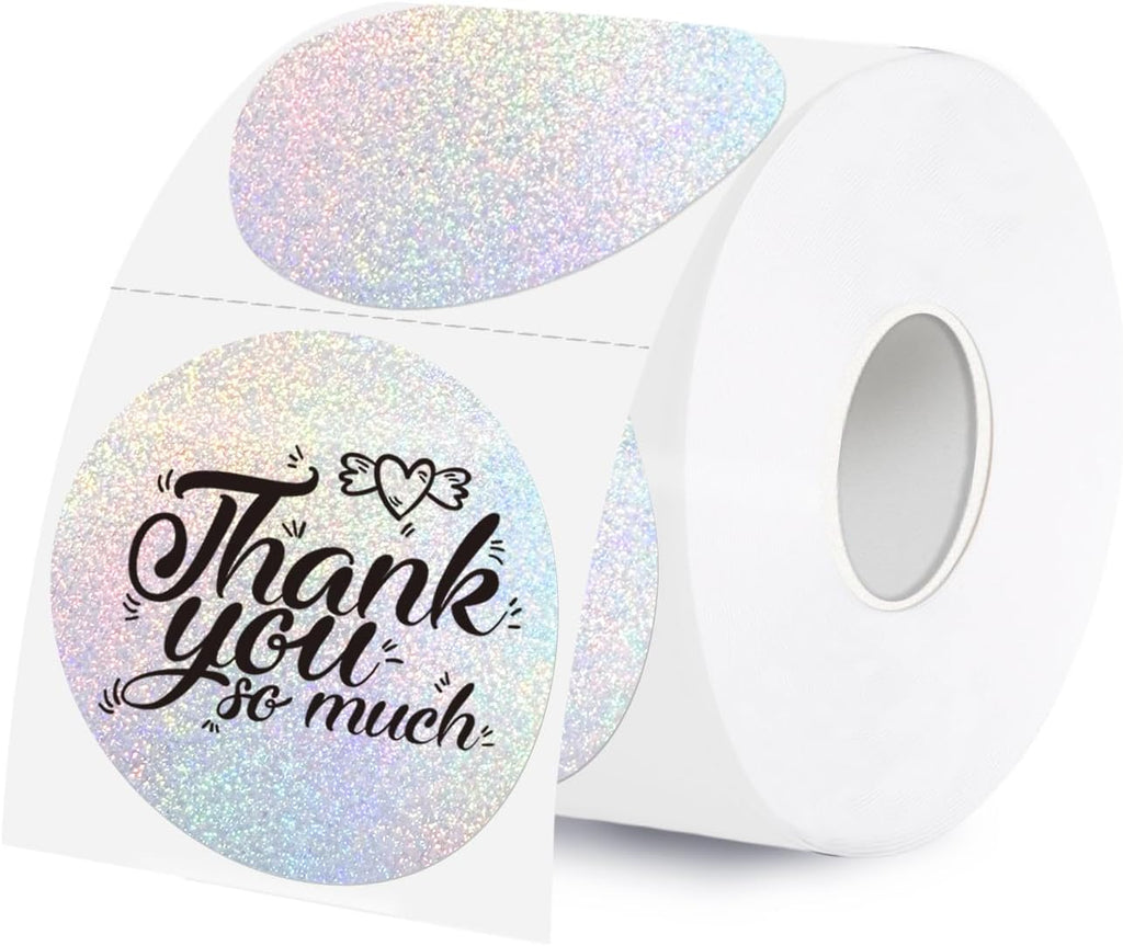 2 Inch Holographic Thermal Labels,Sliver Round Thermal Printer Labels,Printable Round Thermal Printer Labels Self-Adhesive Direct Thermal Label(300 Labels/Roll Sliver) by WANGHENG