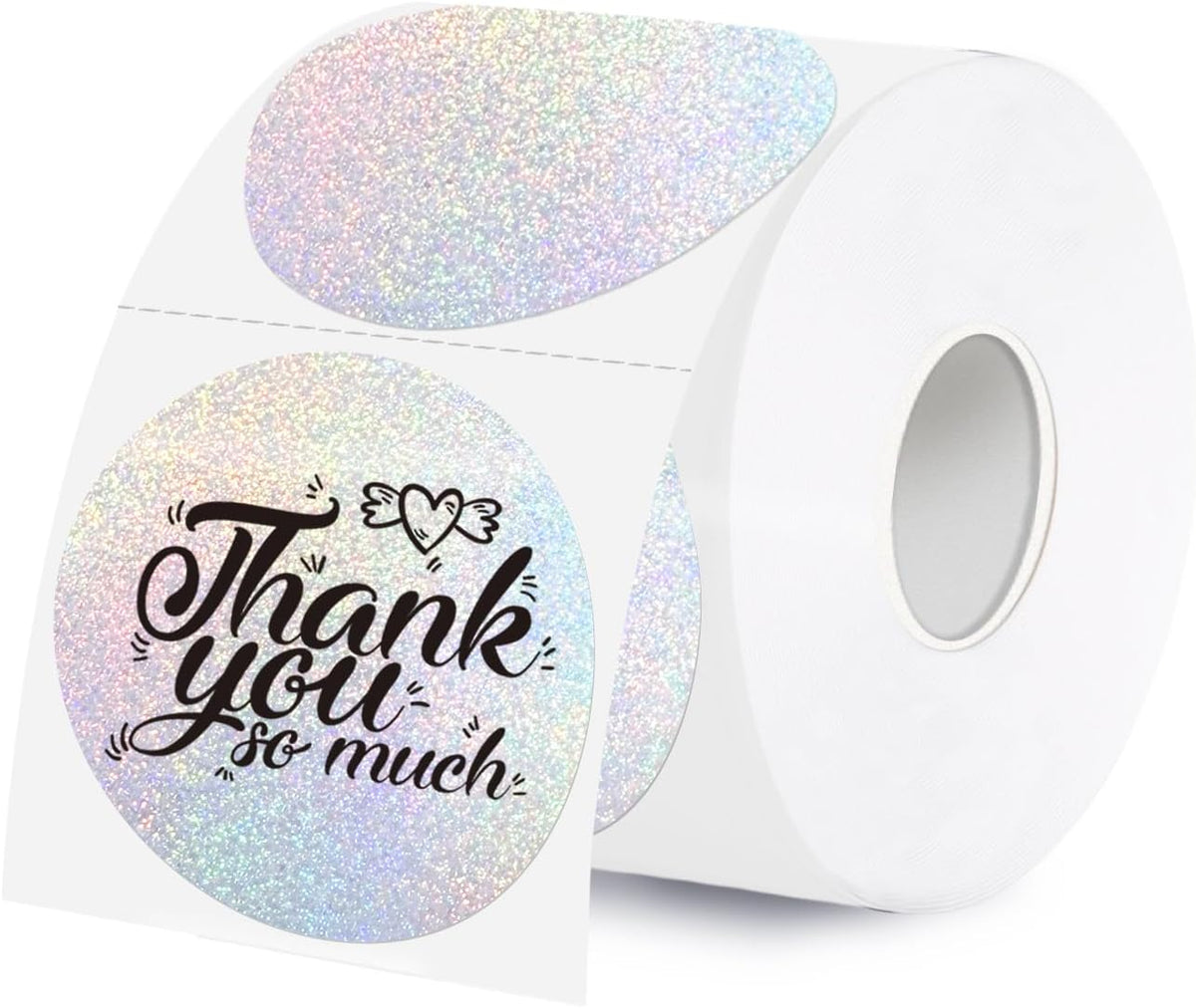 2 Inch Holographic Thermal Labels,Sliver Round Thermal Printer Labels,Printable Round Thermal Printer Labels Self-Adhesive Direct Thermal Label(300 Labels/Roll Sliver) by WANGHENG