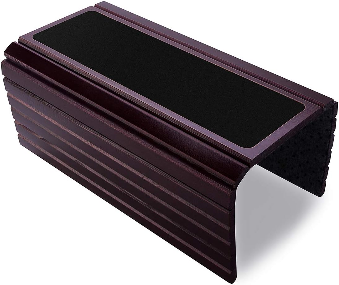 Bamboo Couch Arm Tray Table, Foldable Sofa Arm Tray Reddish Brown - Image 8