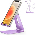 OMOTON C2 Adjustable Aluminum Cell Phone Stand with Charging Cutout, Purple | Sturdy 3mm Aluminum, Charging Port, 270° Adjustable, Non-Slip Silicone Pads, Works with Thick Cases, for All Smartphones by OMOTON