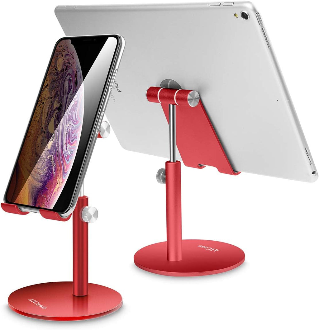 Adjustable Tablet/Phone Stand, AICase Telescopic Adjustable iPad Stand Holder,Universal Multi Angle Aluminum Stand Compatible with iPhone Smart Cell Phone/Tablet/iPad(4-13 inch), Red by AICase