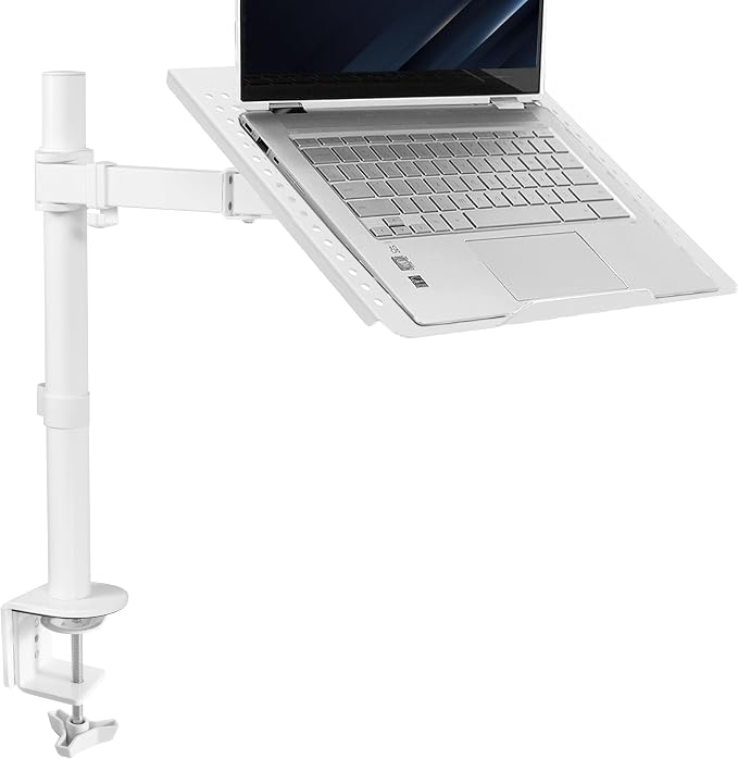 VIVO Single Laptop Notebook Desk Mount Stand, Fully Adjustable Extension with C-clamp, Fits up to 17 inch Laptops, White, STAND-V001LW by Unknown