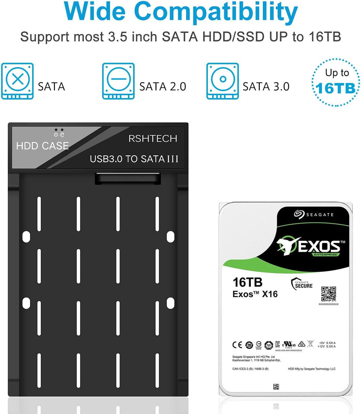 RSHTECH Hard Drive Enclosure, USB 3.0 to 3.5 in SATA HDD Dock, RSH-319 - Image 4