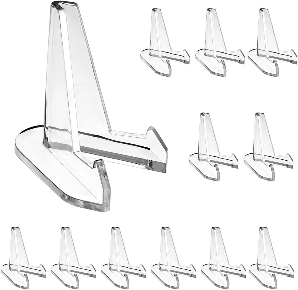 Hipiwe 12 Packs Acrylic Easel Stands Clear Mini Coin Display Easel Holder by Hipiwe