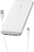 Belkin 10000mAh 15W 3 Port Power Bank, USB A to USB C Cable Included | Fast Charging, iPhone 17, Samsung Galaxy, Pixel, Airpods, iPad, Nintendo Switch 2, Battery Pack, USB C Port, USB A Port by Unknown