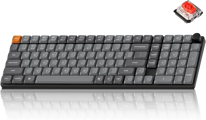 Keychron K17 Max 96% Layout QMK/Launcher Ultra-Slim Wireless/Type-C Wired Mechanical Keyboard with White LED Backlit, Low-Profile Gateron Mechanical Red Switch Compatible with Mac Windows Linux by Keychron
