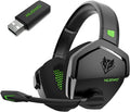 NUBWO G06 Dual Wireless Gaming Headset with Microphone for PS5, PS4, PC - 23ms Low Latency Audio - 100-Hour of Playtime - 50mm Drivers (Black-Green) by NUBWO
