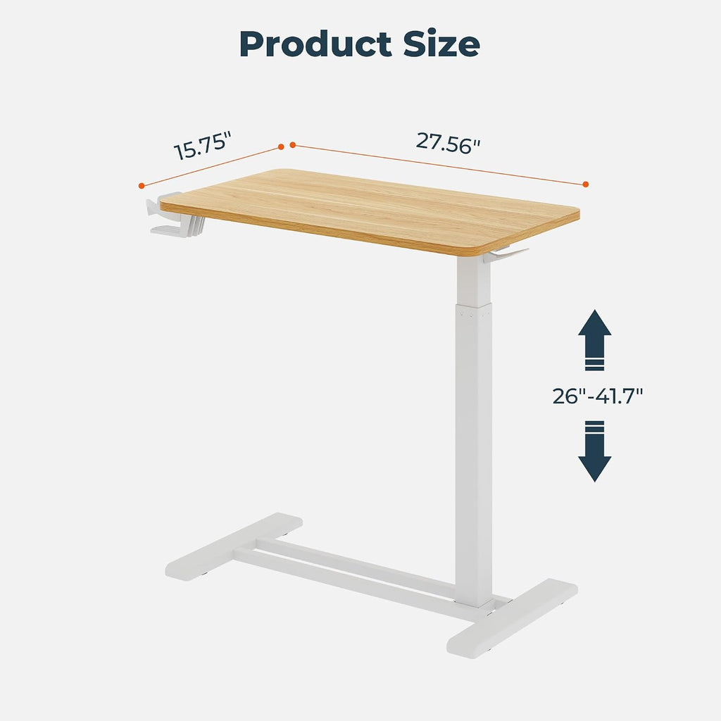28'' Medical Overbed Bedside Table with Wheels,Rolling Table - Image 3