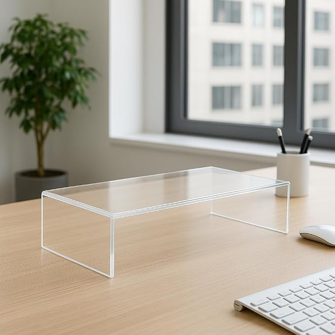 Azar Displays 515338-1PK Acrylic Laptop Stand, Computer Riser for Desk, Monitor Stand, Closet Organizer for Clothes & Shoes, Cabinet Display for Accessories and Décor (3/16" thick acrylic) 15"x7.75 x 4.5 - Image 5