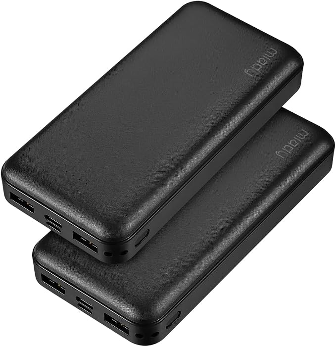 Miady 2-Pack Portable Charger PD 22.5W Power Bank 20000mAh Battery Pack | 74Wh丨Fast Charging丨3 Outputs 2 Inputs丨High Capacity丨Compatible with iPhone 17 iPad Android etc丨for Travel Camping丨Black+Black by Miady
