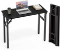 TEMI Small Computer Desk Folding Table - 35.8" Foldable Office Desk, No Assembly, Perfect for Small Spaces in Bedroom, or Apartment, Portable Mini Desk or Study Table Compact Design, Dark Oak by TEMI