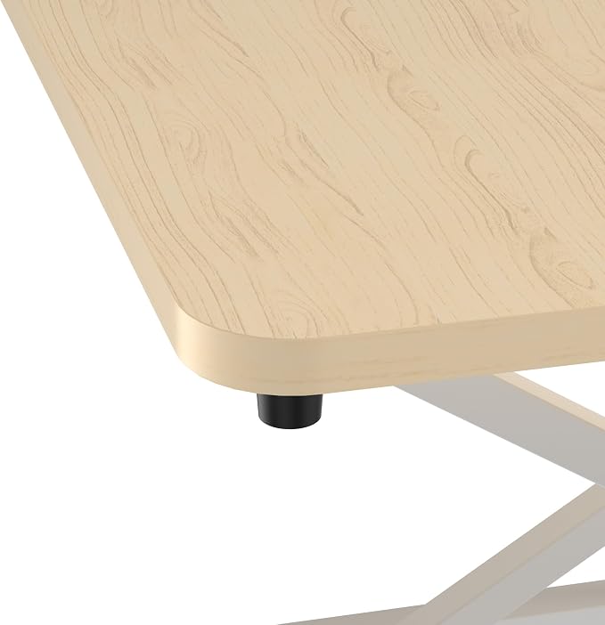 Decoholic 24 inch Height Adjustable Standing Desk Converter（Light Wood | Scissors Lift Keyboard and Mouse Riser Computer Keyboard Stand for Desktop,Keyboard Riser for Stand Up Desk Riser - Image 8