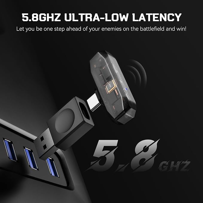 EKSA E900X 5.8G Wireless Gaming Headset with Micphone for PC PS4, PS5, Computer, Laptop - Dual Mic ENC Call Noise Cancelling Headphones - 7.1 Srround Sound - Over Ear Headphones for TV, Music, Meeting - Image 2