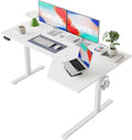 Agilestic 59 x 35 Inch Corner L Shaped Electric Standing Desk, White | Electric Height Adjustable, L-shape Workspace, Sturdy Steel Frame, Memory Preset, Hooks, 154 lbs, Easy Assembly, Splice Board by Agilestic