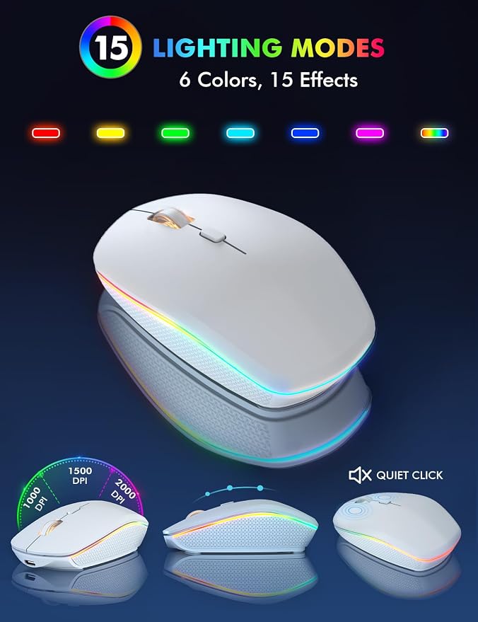 Wireless Keyboard and Mouse Combo with RGB Backlit, Rechargeable | Light Up Letters, Full-Size, Soft Typing, Sleep Mode, 2.4GHz Quiet Keyboard Set for Mac, Windows, Laptop, PC, Trueque KM42Pro - Image 4
