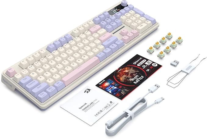 Redragon K762 PRO Wireless 104-Key Gasket Gaming Keyboard, Screen & Knob | Easy-Control LED Info Display, 0-Delay Tri-Mode, Cushioned 5-Layer Noise Dampening for Creamy Thocky Sound, Full-Size 104-Key - Image 9