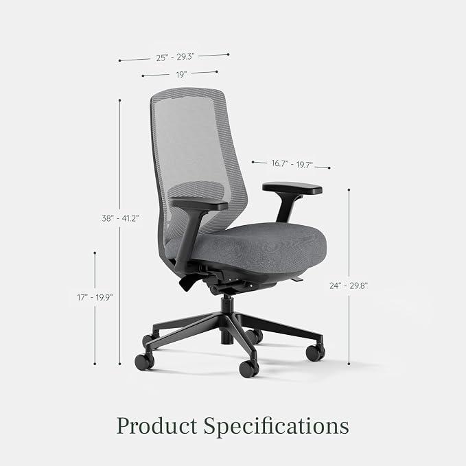 Branch Ergonomic Chair Pro, Mesh Office Chair with 14 Points of Adjustment | Height, Depth and Tilt Adjustable, 5D Armrests, Forward Tilt, Smooth Recline, and Lumbar Support, Boulder - Image 3