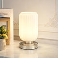 LightRound Cordless Table Lamp for Bedroom, Touch Stepless Dimmable | 7500mAh Rechargeable Battery, White Glass Shade, Nickel Gold Base, Bulb Included, Modern Wireless Lamp for Desk, Living Room by LightRound