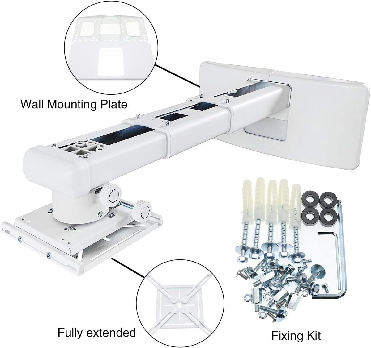 Viri,Projector Wall Mount,Extension : 325-740mm (12.80"-29.13") with Universal Mouning Plate,Quickly and Accurately Adjust The Tilt/Swivel/Rotation Angle by ±5°,Suitable for Homes Offices Classroom - Image 6
