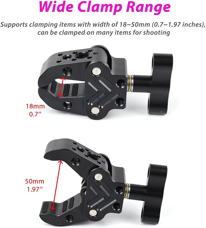 Super Clamp with 1/4" 3/8" Threads, Camera Clamp Mount for LED Lights,Magic Arm, Mic, Wireless Flash Receivers, Triggers, Photography Accessories - Image 6