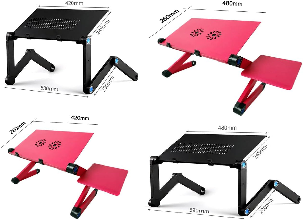 Adjustable Lap Laptop Computer Portable CPU Cooling Fan Ergonomic Vented Table Stand Desk Tray (420 * 260mm with Mouse Pad & Double Fans, Black) - Image 8